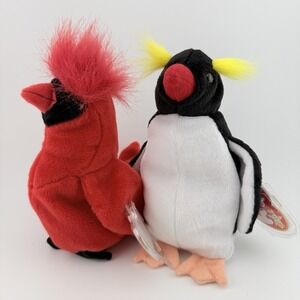 Ty Beanie Babies Y2K Lot - Mac The Cardinal & Frigid the Penguin With Tags Birds